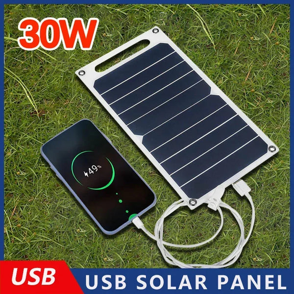 Carregador de celular USB com painel solar, à prova d'água.