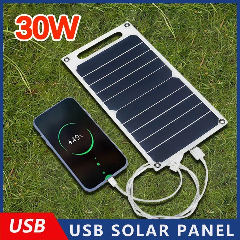 Carregador de celular USB com painel solar, à prova d'água.