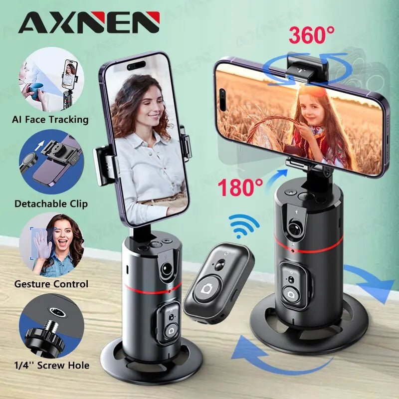 Gimbal AXNEN P02 360° para celular com rastreamento e controle remoto para gravar videos