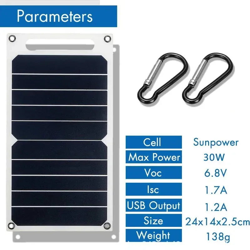 Carregador de celular USB com painel solar, à prova d'água.